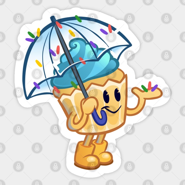 It's Sprinkling Outside - Cute Cupcake with Umbrella and Sprinkle Rain Sticker by alyssaerin